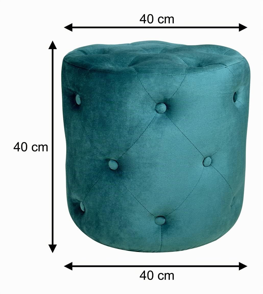 SAMIRA Pouf in velluto capitonné verde petrolio, poggiapiedi mod. Honey