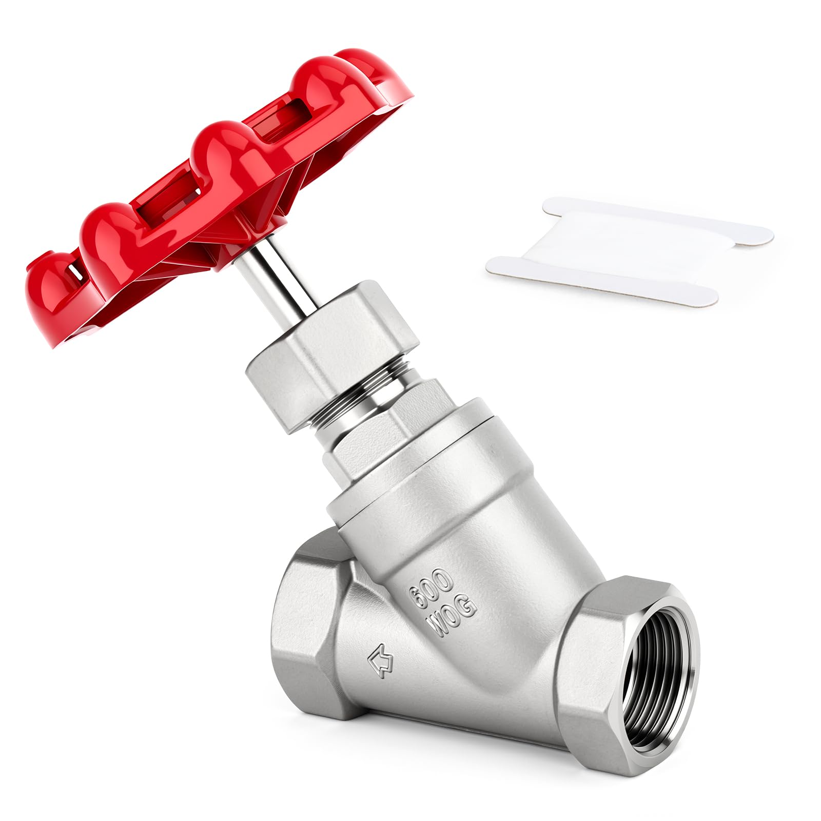Valvola a globo per impieghi gravosi, 1" BSP 304 in acciaio inossidabile femmina x femmina con filettatura, valvola a saracinesca rotante con maniglia a ruota per acqua, olio, gas 600WOG