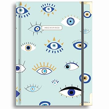 Creative Crazy Beinspired A5 Flexidated Diary ? Hardbound Daily Planner, Weekly Monthly Organizer - Office Diary, Monthly Reflections, Money & Habit Tracker - 2022 Planner - Evil Eye