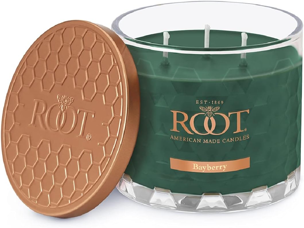 Root Candles Holiday Scented Candles Honeycomb Glass Premium 3-Wick Handcrafted Beeswax Blend Candle, 12-Ounce, Bayberry