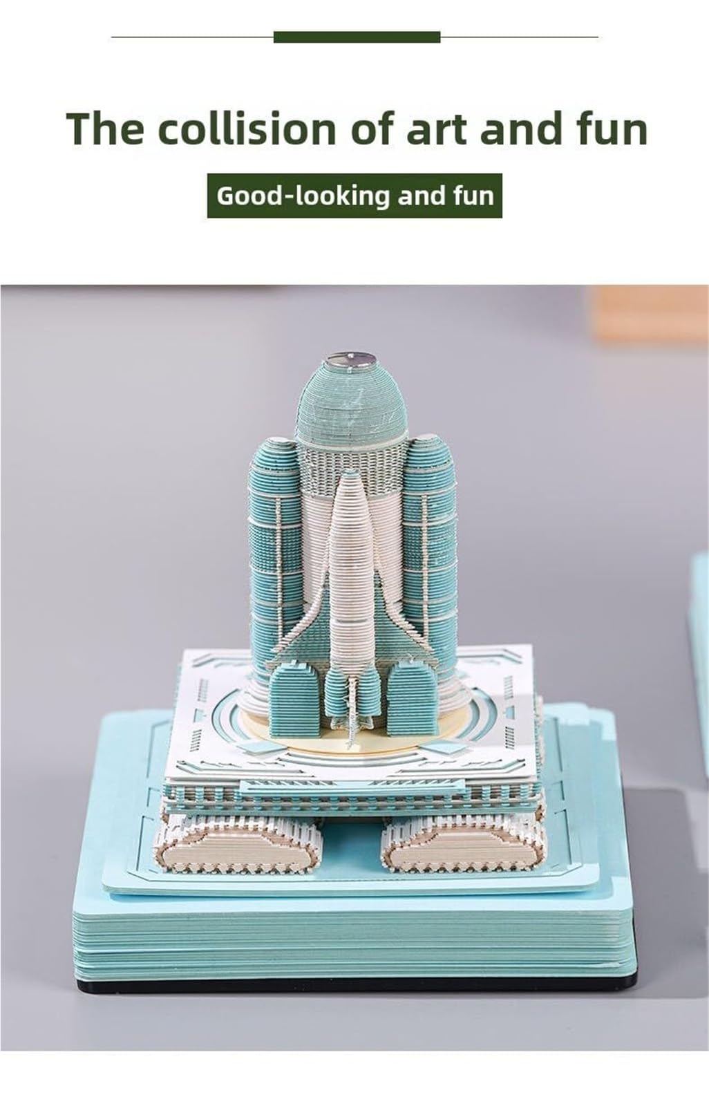 Stehender Tischkalender 340 gravierte Notizzettel aus Papier, blaue 3D-Kunst-Haftnotizen, kreatives Architekturmodell Vintage-Bürodekoration