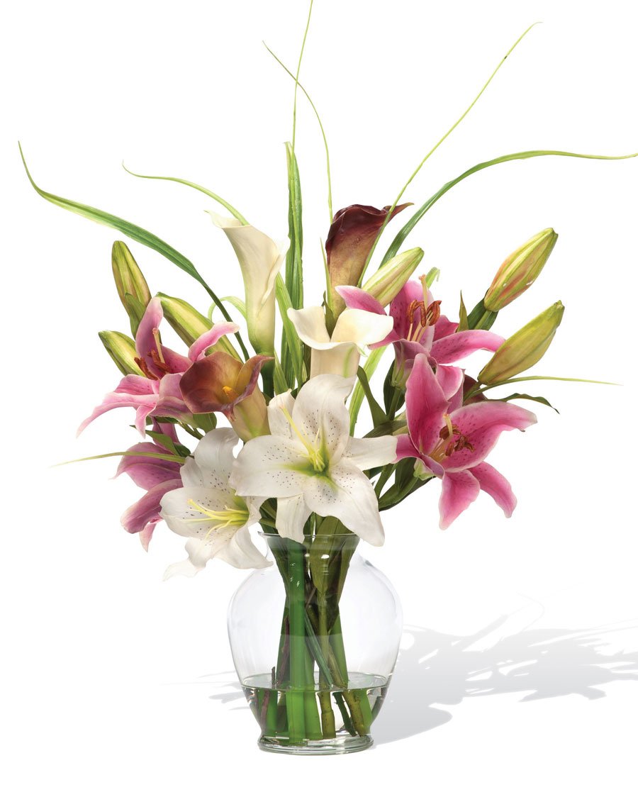 Petals - Calla & Rubrum Silk Flower Arrangement - Handcrafted - Amazingly Lifelike - 22 x 20 Inches