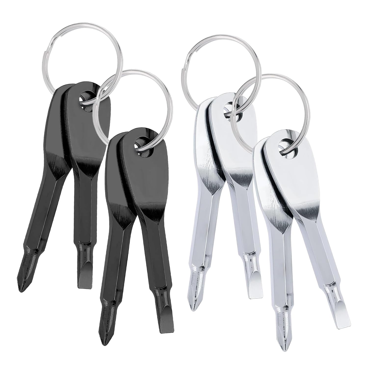 Verazquy 4Pcs Mini Screwdriver Keychain, Portable Multi-Functional Repair Driver Mini Pocket Keychain Repairing Tool Travel Kits Set Portable Multifunctional Phillips Flathead Screwdriver Tool Set