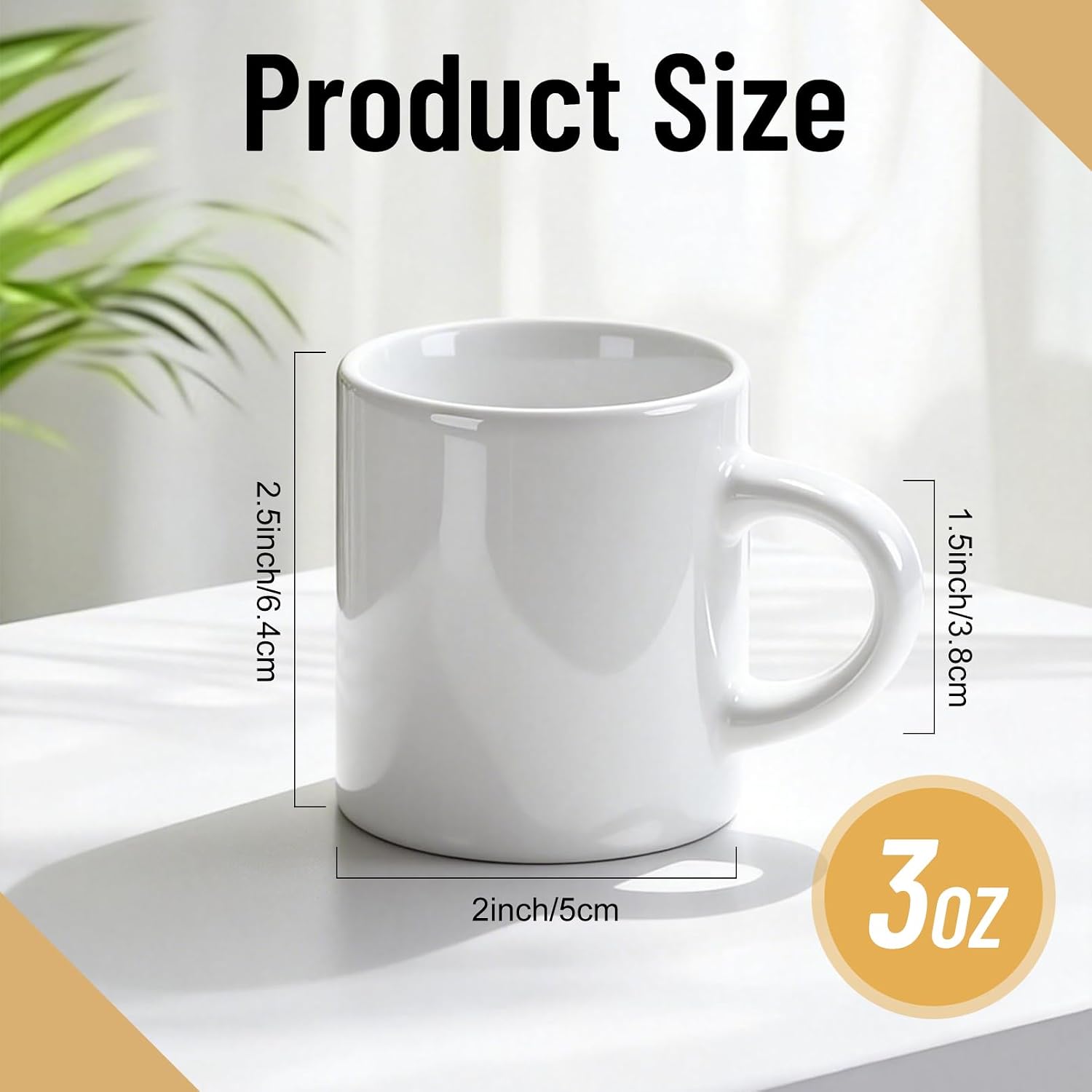 Espresso Cups Set of 4, Porcelain Demitasse Cups, 3 Oz