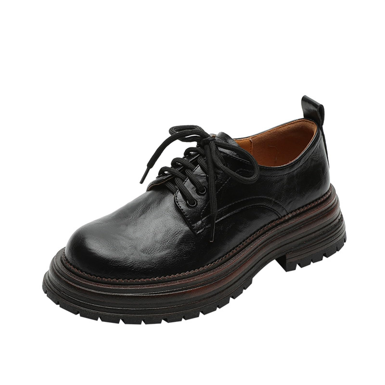 Amazon.com | Women's Genuine Leather Platform Derby Shoes Chunky