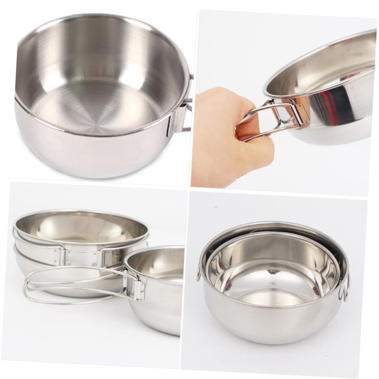 Couverts De Camping Portables en Acier Inoxydable Bol Assiette Tasse Pliables pour La Randonnée