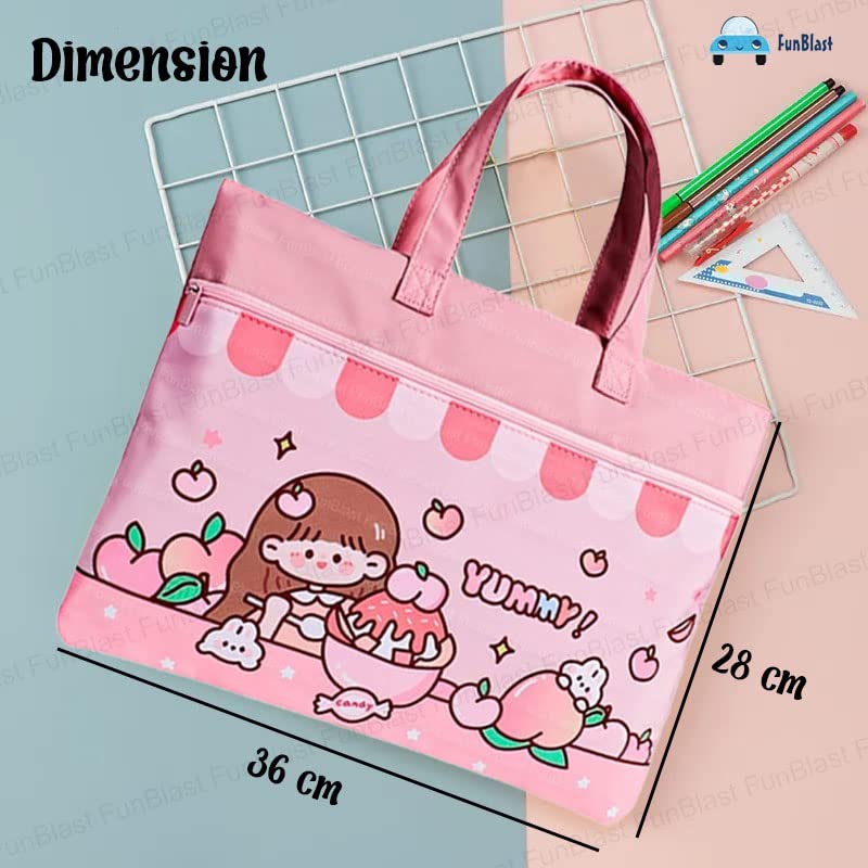 FunBlast Canvas Carrying Hand Bag – Multi-Purpose Shopping Bag, Tote Bag, Vegetable Bag, Lunch Bag, Water-Proof Reusable Travel Bag with Handle Strap and Zipper (Pink) 1
