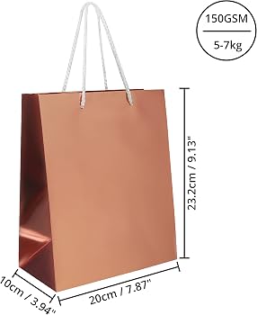 Buste Regalo Di Carta Con Manici, Formato Piccolo 16x22x8 Cm, 20 Pezzi Con Delicati Cuori Dorati, Eleganti Shopper Per Bomboniere, Compleanni E Matrimoni, Bianche E Resistenti, Capacità 2 Kg