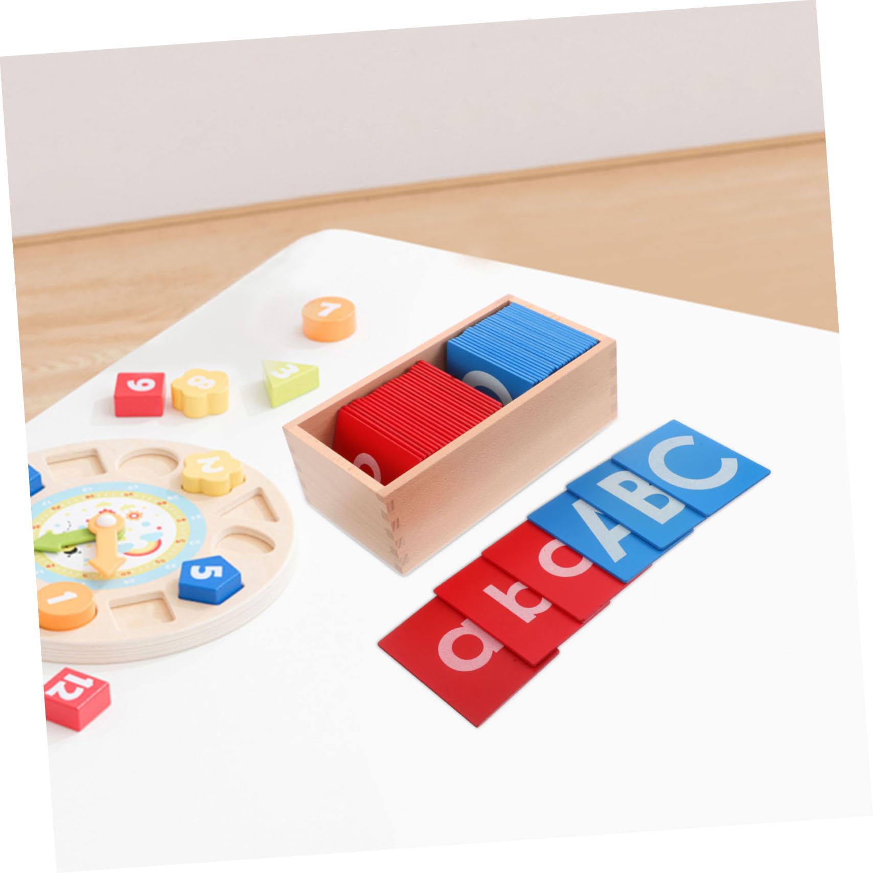 UPKOCH Juego de Herramientas Educativas Montessori de Madera con Letras Táctiles Rojas y Azules para Desarrollo del Lenguaje y Aprendizaje Creativo en Preescolar y Educación en Casa