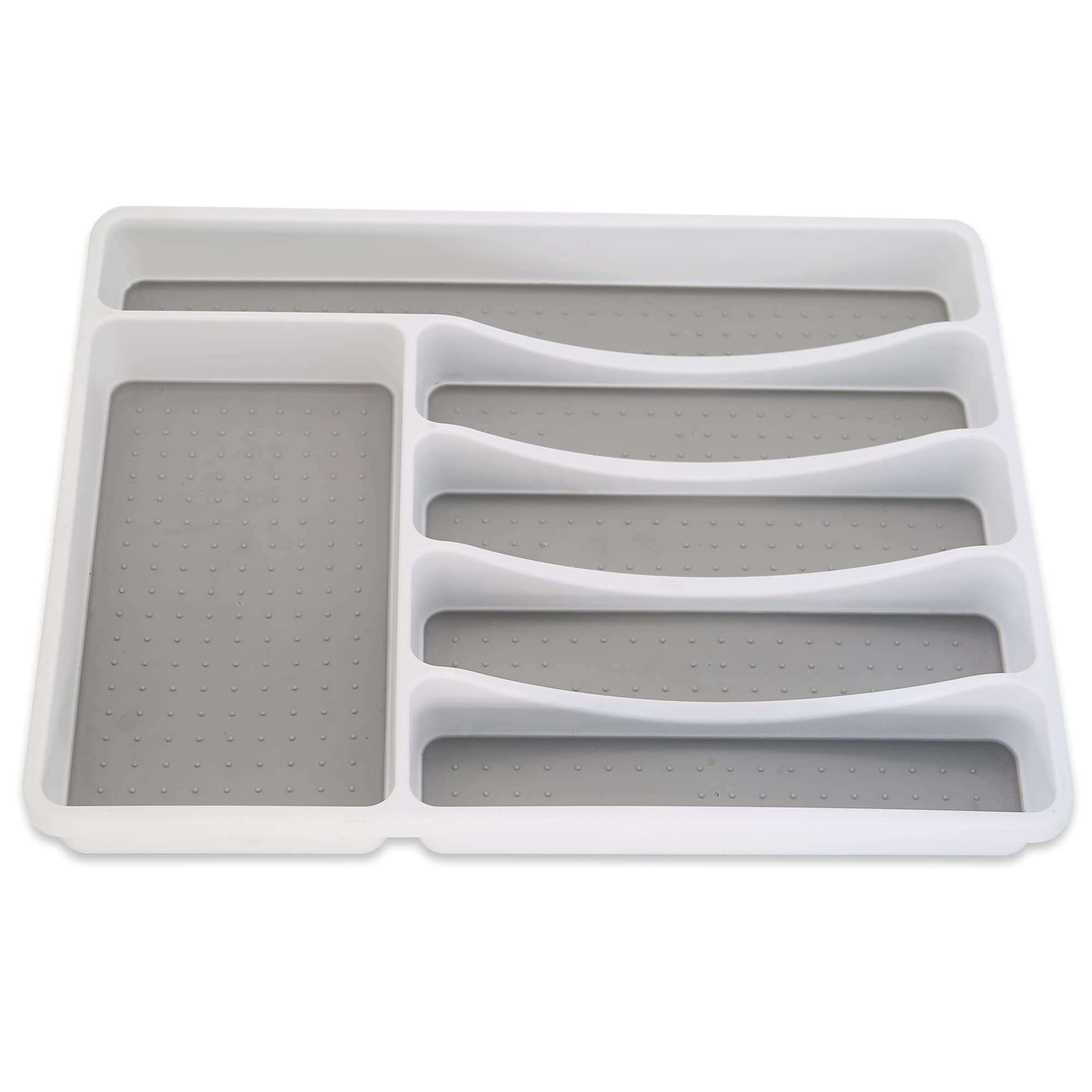 Vassoio Organizer Addis Per Cassetto - 2 Scomparti, Bianco/Grigio, Morbido Al Tatto