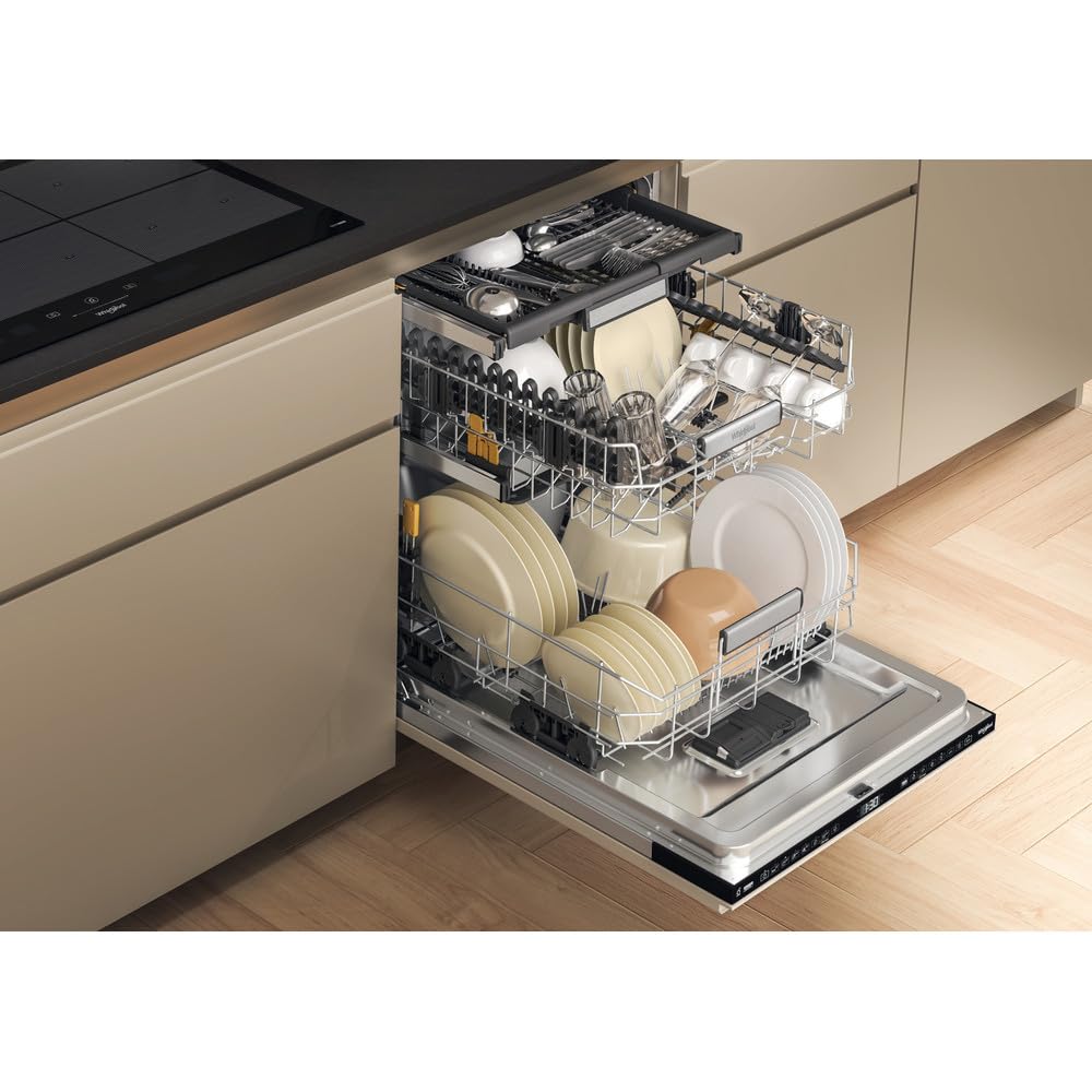 Whirlpool W7I HF60 TU - Lavastoviglie 60 cm, 15 coperti, scomparsa totale, Classe energetica A, Nero