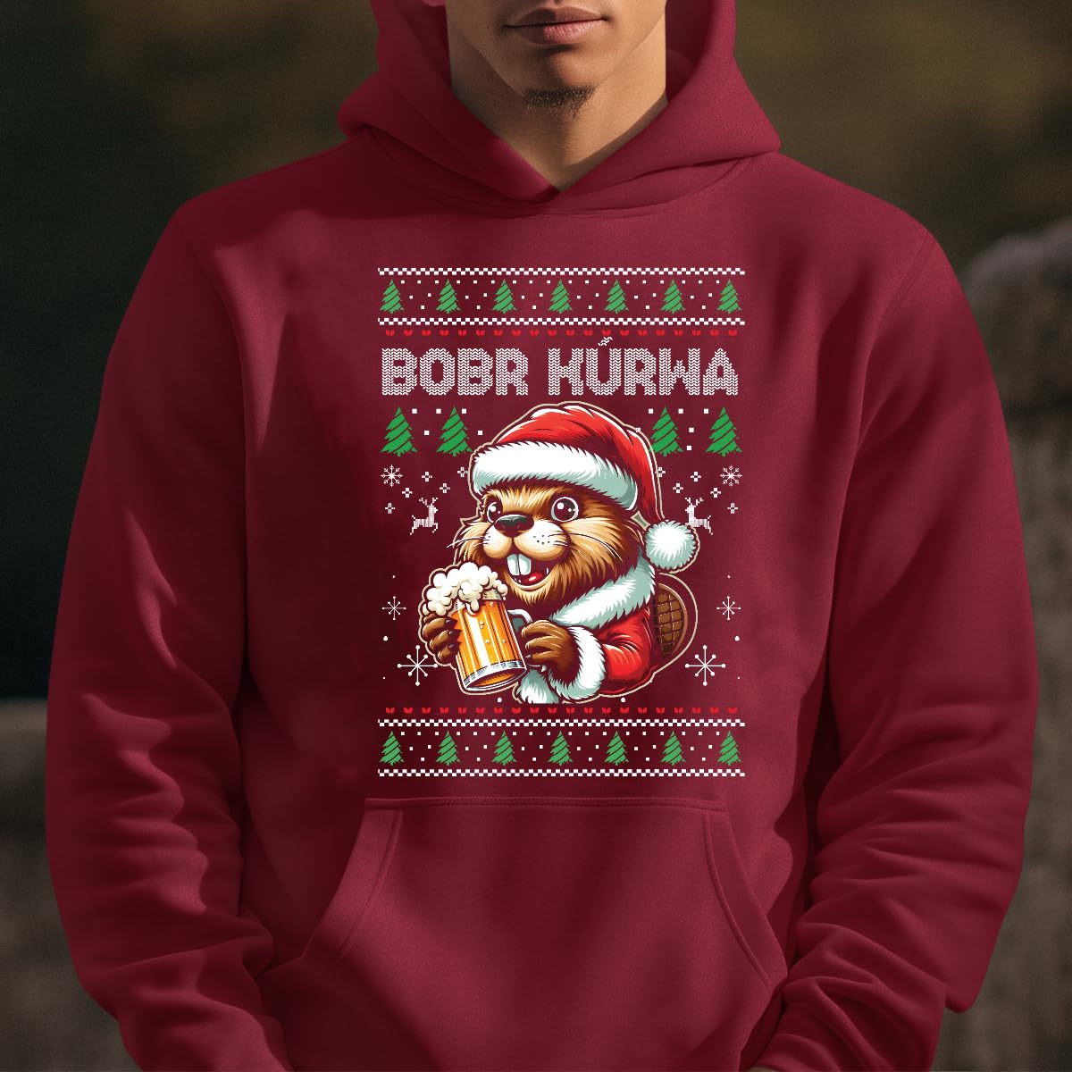 Bobr Kurwa Bier Beer - Jersey navideño navideño con capucha