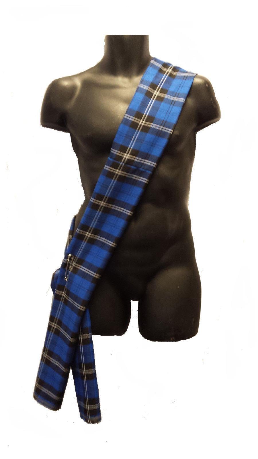 4ft Length 122cm (48") Traditonal Scottish Tartan Sash Burns Night Hogmanay Fancy Dress Accessory (Blue Hunting)