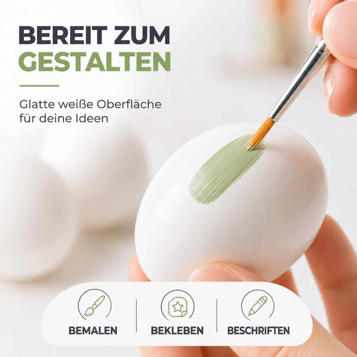 TK Gruppe Timo Klingler 250x Ostereier 6 cm Dekoeier Plastikeier Eier für Ostern Zum Basteln Bemalen Aufhängen aus Plastik, Kunststoff Weiß Kunststoffeier für Deko Dekoration Weiß (250)