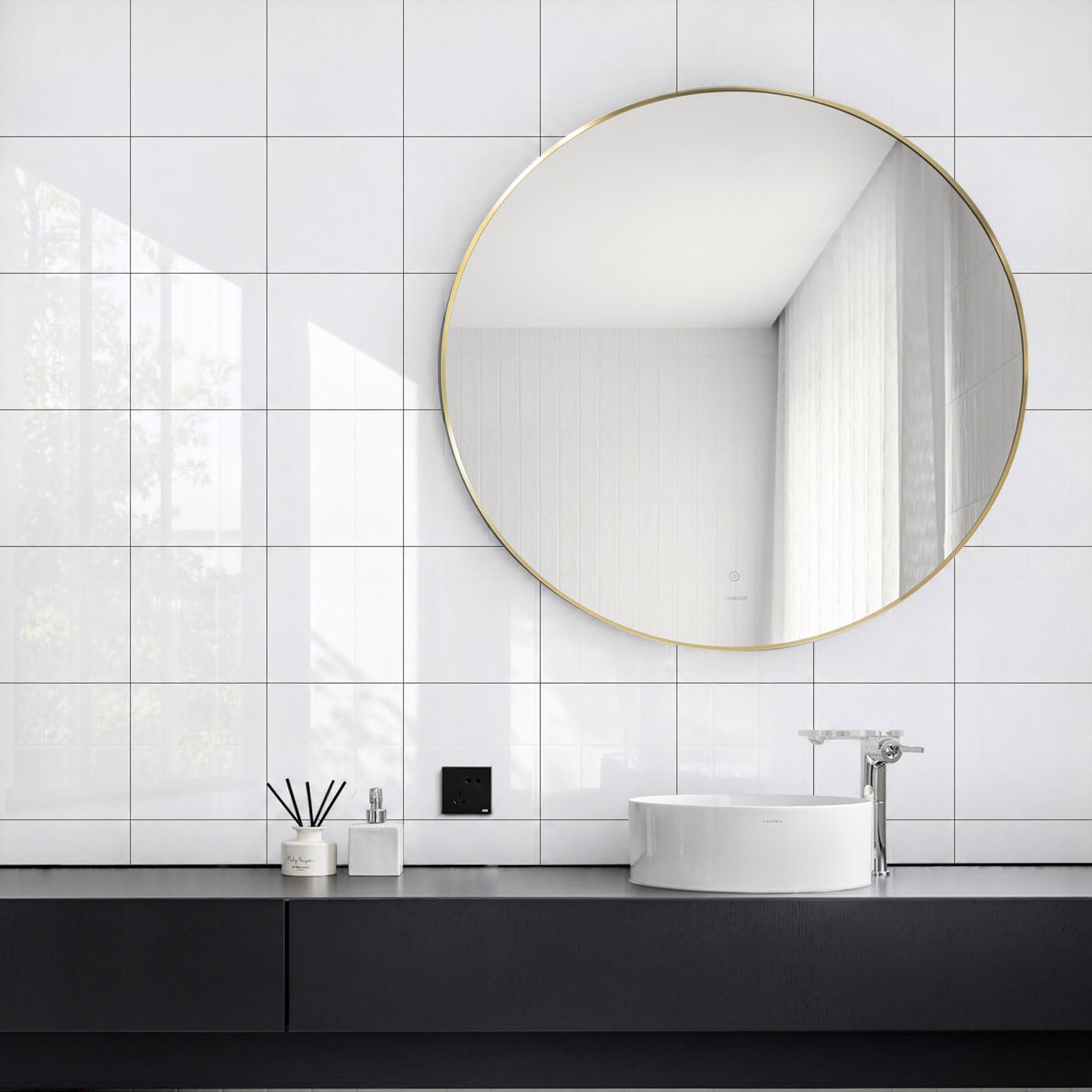 Fantasnight Tile Stickers White, Stick on Tiles Matt 15x15cm 12Pcs, Self Adhesive Peel and Stick for Bathroom, Removable Backsplash for Kitchen