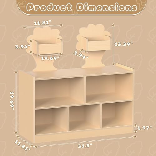 Miniatura 3 de Acenova Montessori Estante de almacenamiento de juguetes con 7 compartimentos, estantería Montessori de madera y almacenamiento de juguetes con