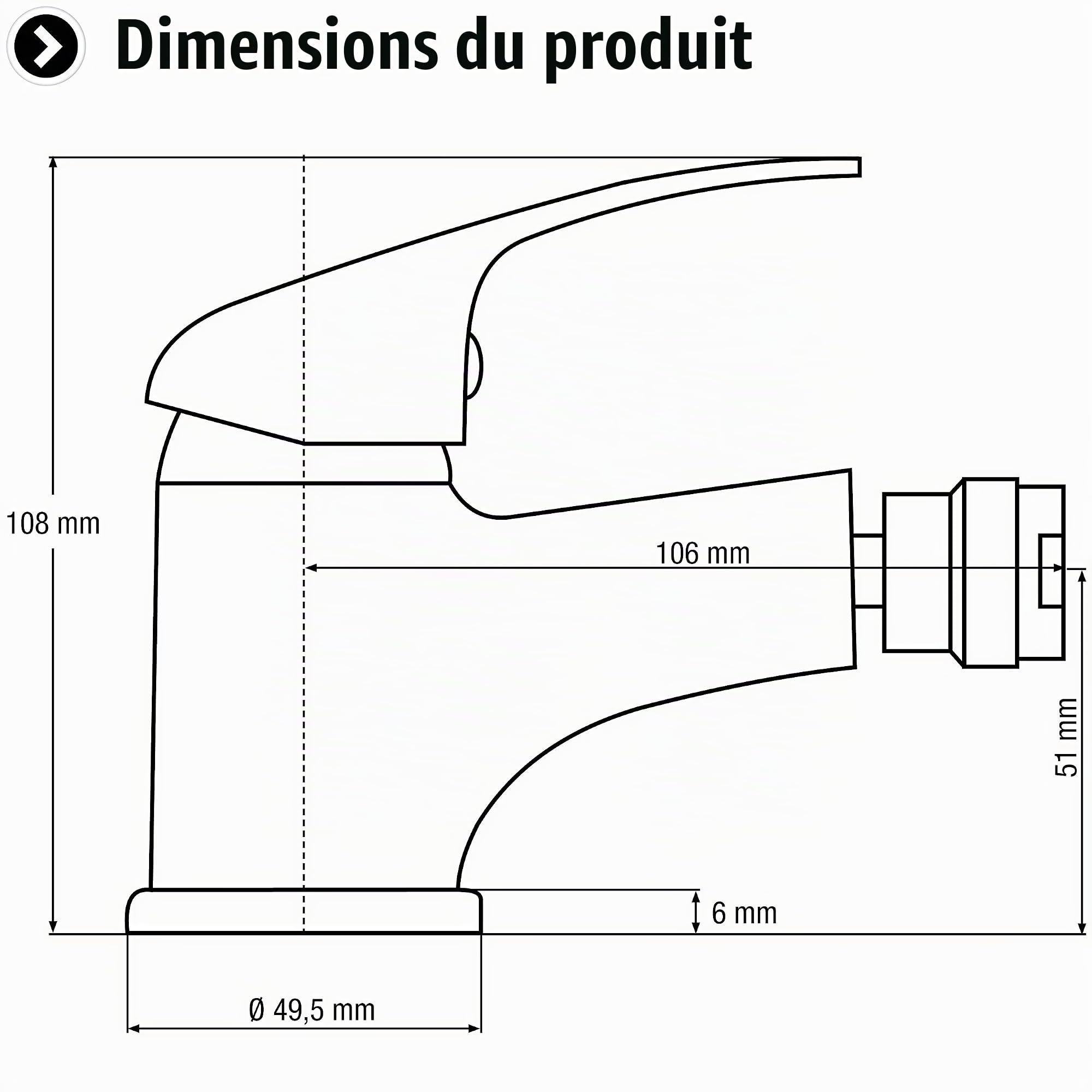 Cornat Mitigeur Bidet Piccolo – Avec garniture de vidage – Corps en laiton chromé – Aérateur – Hauteur standard