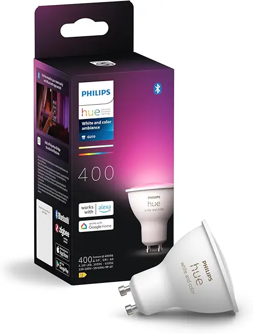 Philips Hue White & Color Ambiance GU10 LED Spot 1er Pack (400 lm), dimmbare LED Lampe für das Hue Lichtsystem mit 16 Mio. Farben, smarte Lichtsteuerung über Sprache und App
