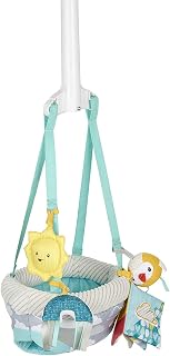 Evenflo Exersaucer Johnny Jumper Featuring Easy-to-Use Clamp Attachment for Quick and Tool-Free Set Up and Adjustable Straps to Customize the Height for Your Child, Sweet Skies