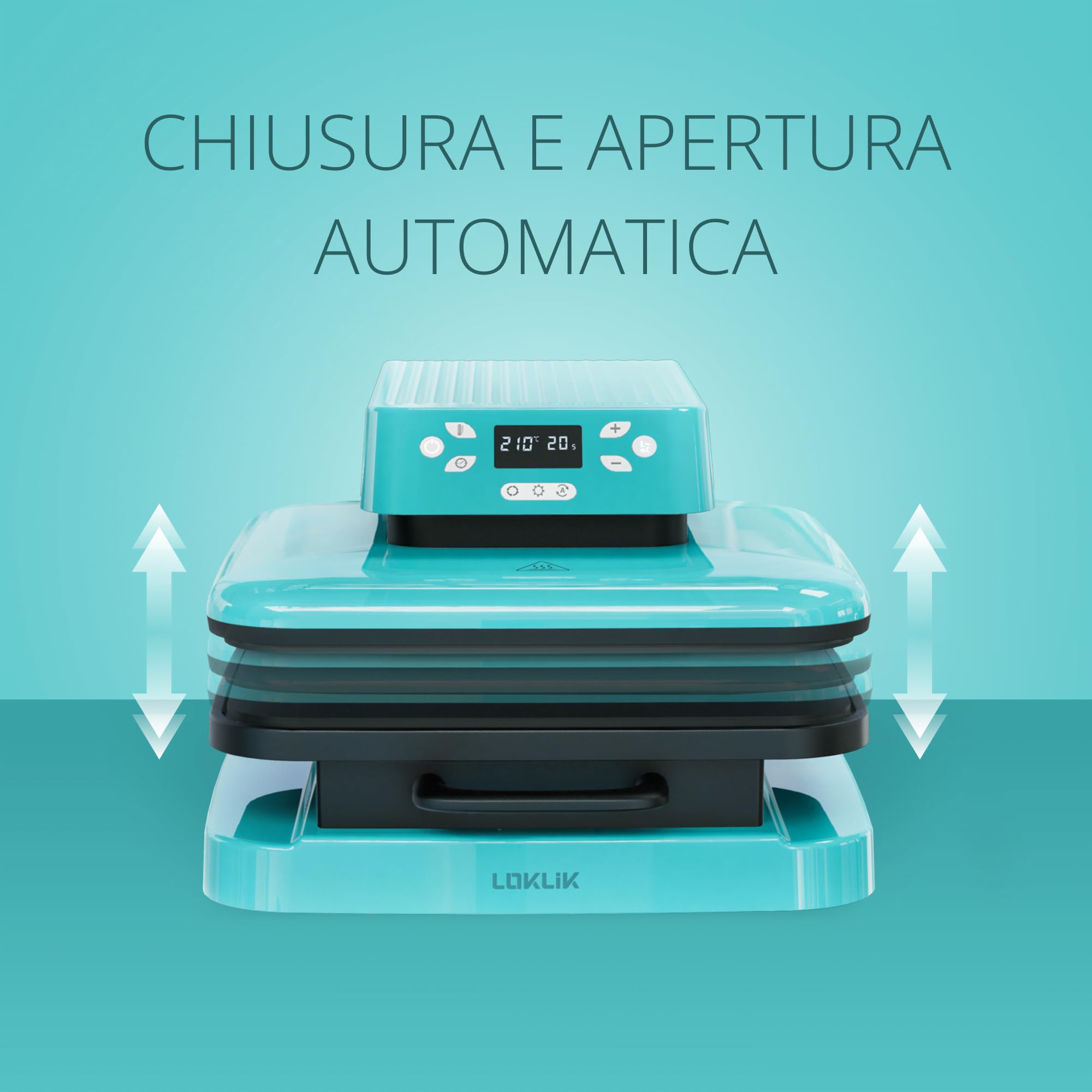 LOKLIK - Pressa Termica Automatica per Personalizzare Magliette, Maglioni, Coperte, Asciugamani, Borse e Altri Tessuti Pressa Riscaldante Compatta Termoadesiva Stampa Tessile (Blu)