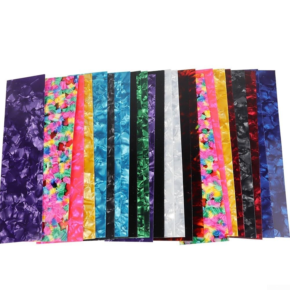 Guitar Pick Punch Set 25 Pieces with Celluloid Sheets for DIY Custom Guitar Pick Creation in Three Thickness Levels