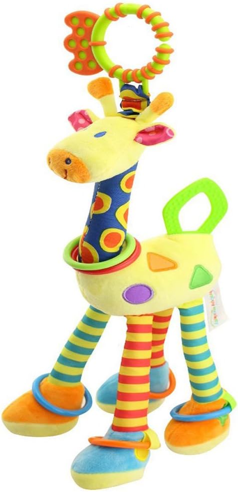 Kids Handbells Rattles Toy Baby Soft Plush Toys Developmental Infant Birthday Present … (Yellow)