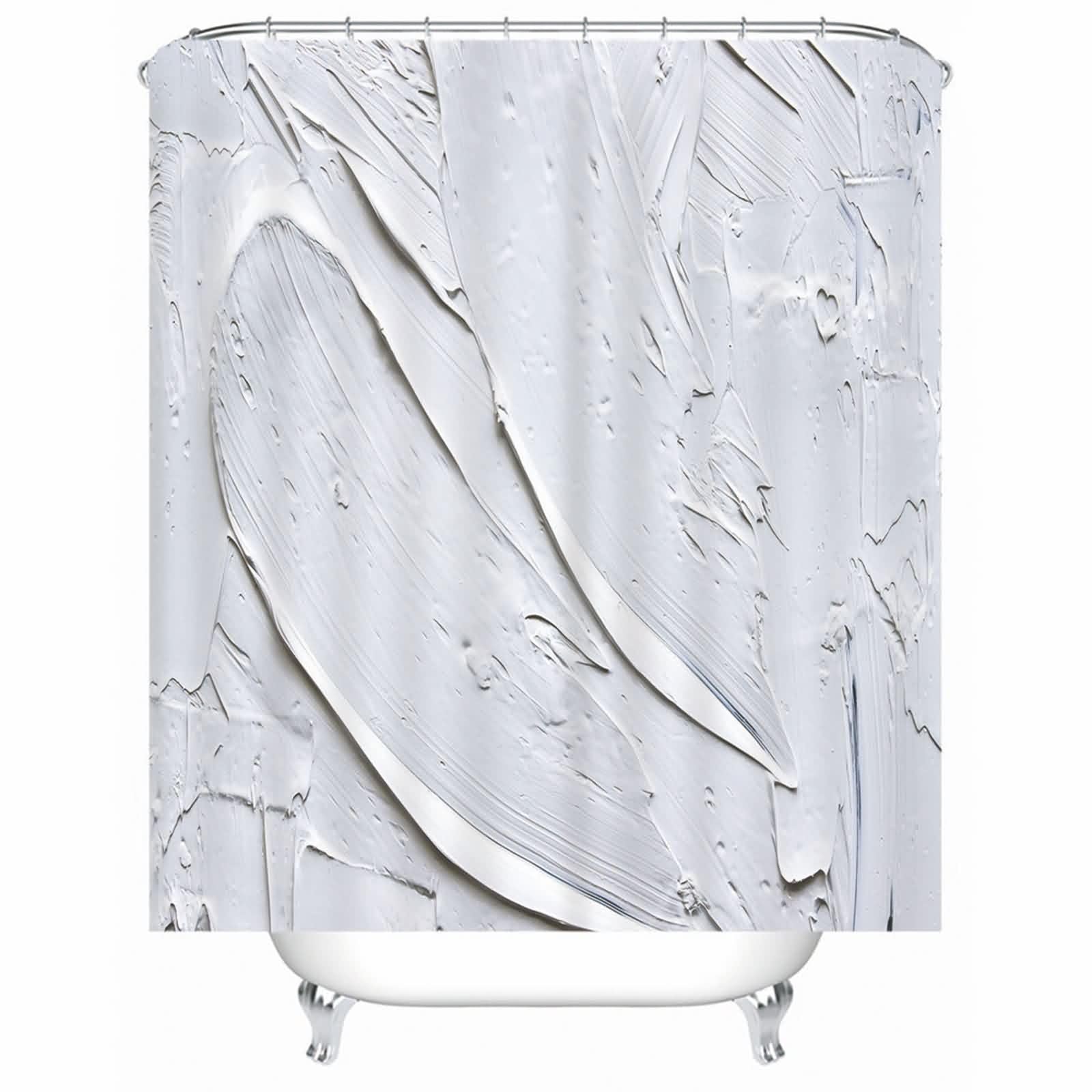Rideau de douche lavable et imperméable en textile blanc à motifs