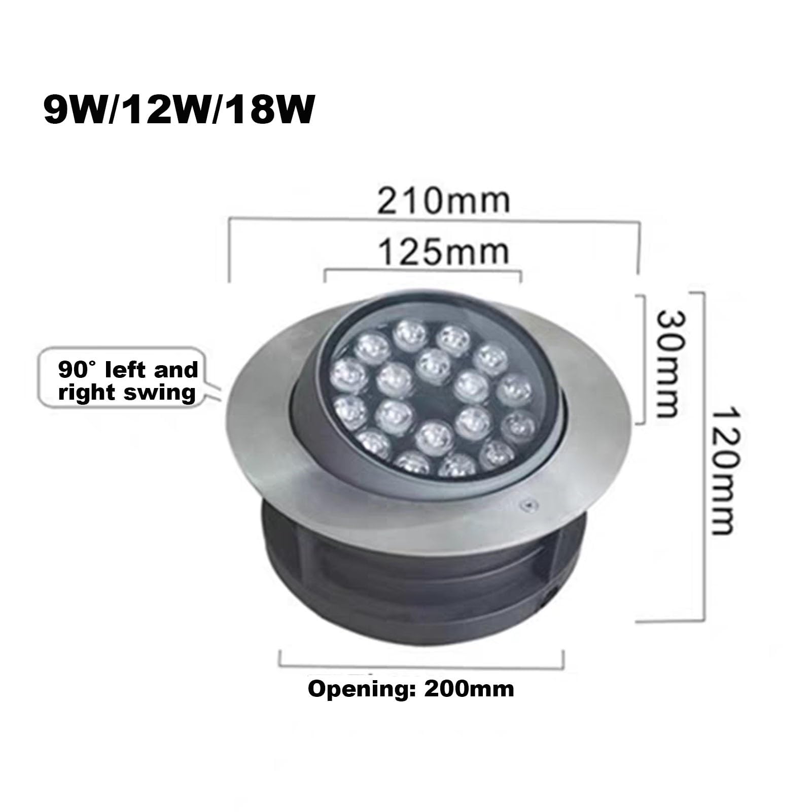 Generisch Lampa ogrodowa LED, regulowany reflektor ogrodowy LED – 18 W, wodoszczelność IP67, lampa ogrodowa do zabudowy, lampa stojąca do użytku na zewnątrz, oświetlenie ścieżek i tarasów (biała, 24 V