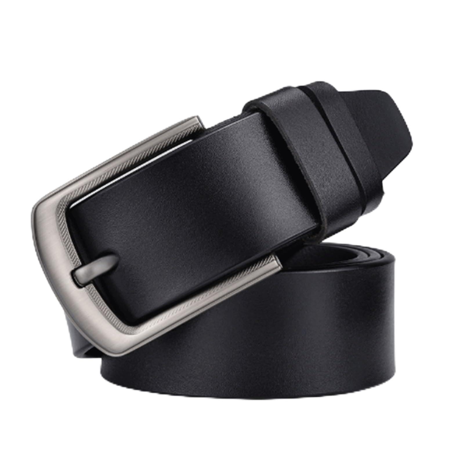 Krxsobnv Men's Black Leather Belt, Adjustable For Gift Dress Casual Alloy Buckle Belts Leather(,120Cm)