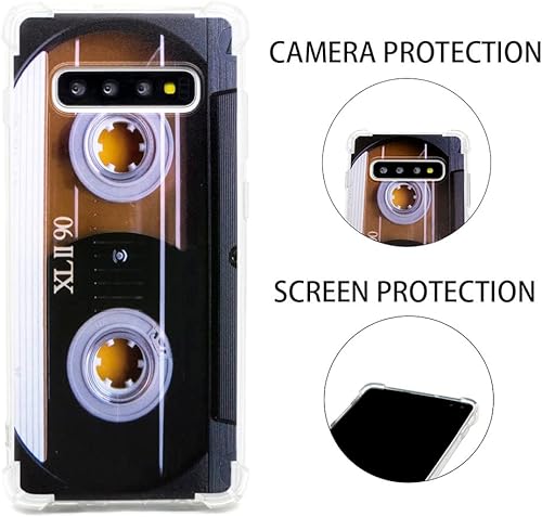 Miniatura 2 de FAteam - Funda para Galaxy S10 Plus, con esquinas reforzadas, TPU suave, parachoques suave, cinta de casete de música retro, compatible con Samsung