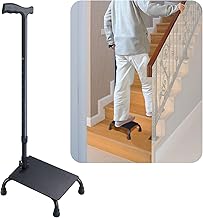 Aliseniors Adjustable Stair Climbing Cane for Seniors, 400 lbs Step Assist Aid for Walking Up & Down Stairs, Stability Walking Sticks and Mobility on Stairs, Stair Lift Walker Cane for Balance
