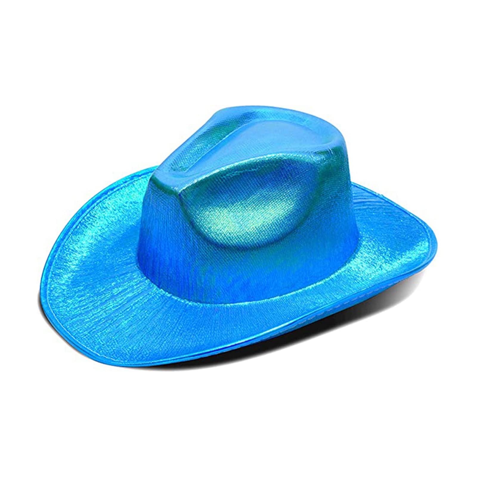 Miolasay Women's Plush Trim Cowboy Hat Drawstring Adjust Western Disco Fish Bucket Hat Fancy Holiday Party Costume Accessory (B-Blue, One Size)