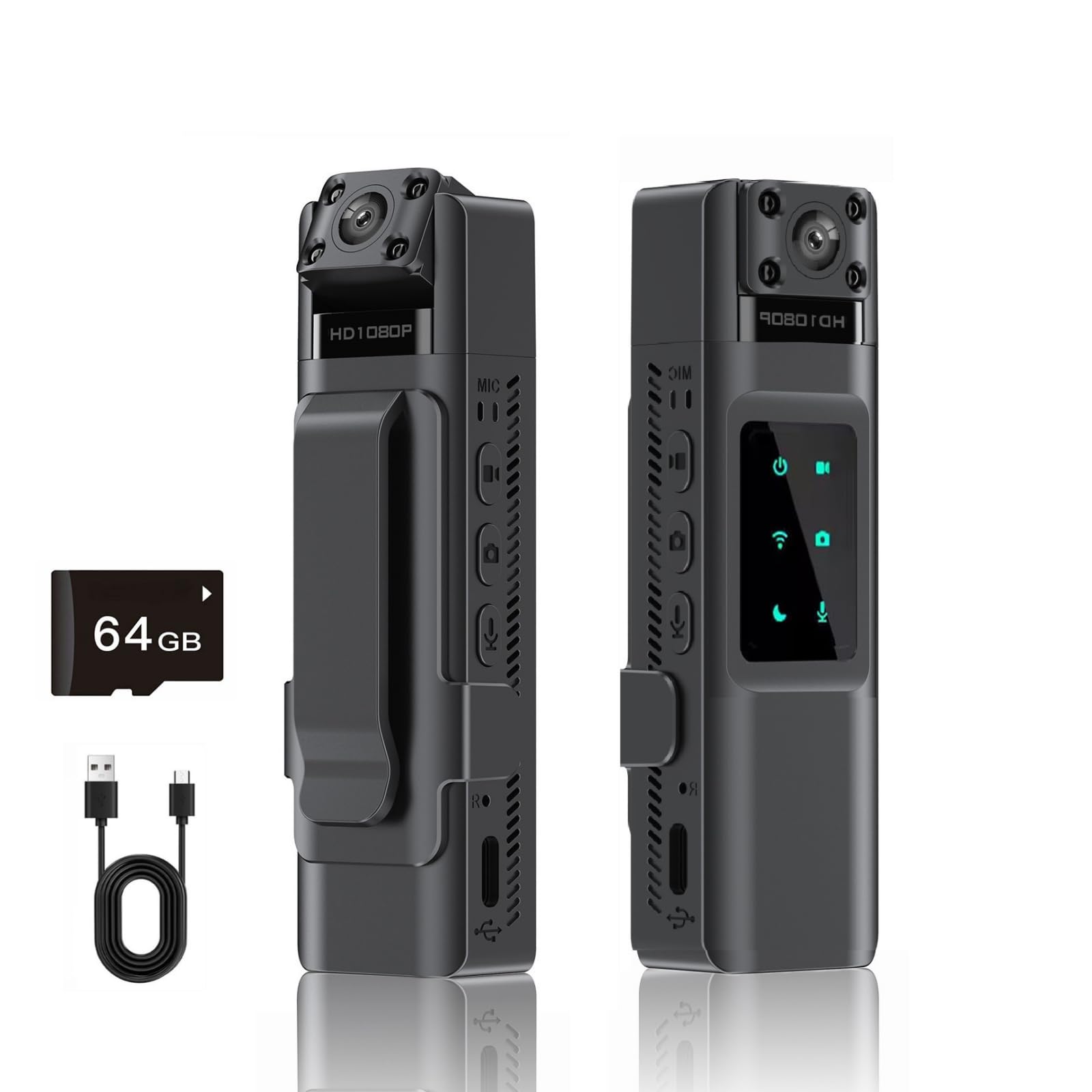 ETSG L13 1080P Mini Body Camera with Video & Audio, 64G chest portable camera, Night Vision & 180° Rotating Lens,6HR Battery for Law Enforcement/Travel/Cycling/Pet Walking and Outdoor Activities