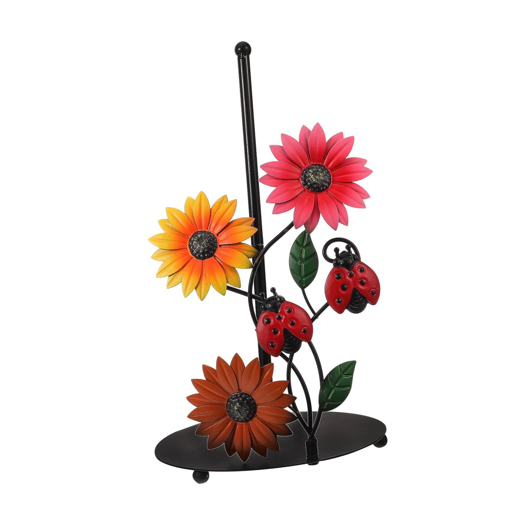 Portarotolo da Cucina in Ferro Girasole, Verticale, Base Stabile, Decorazione Elegante per Cucina e Soggiorno