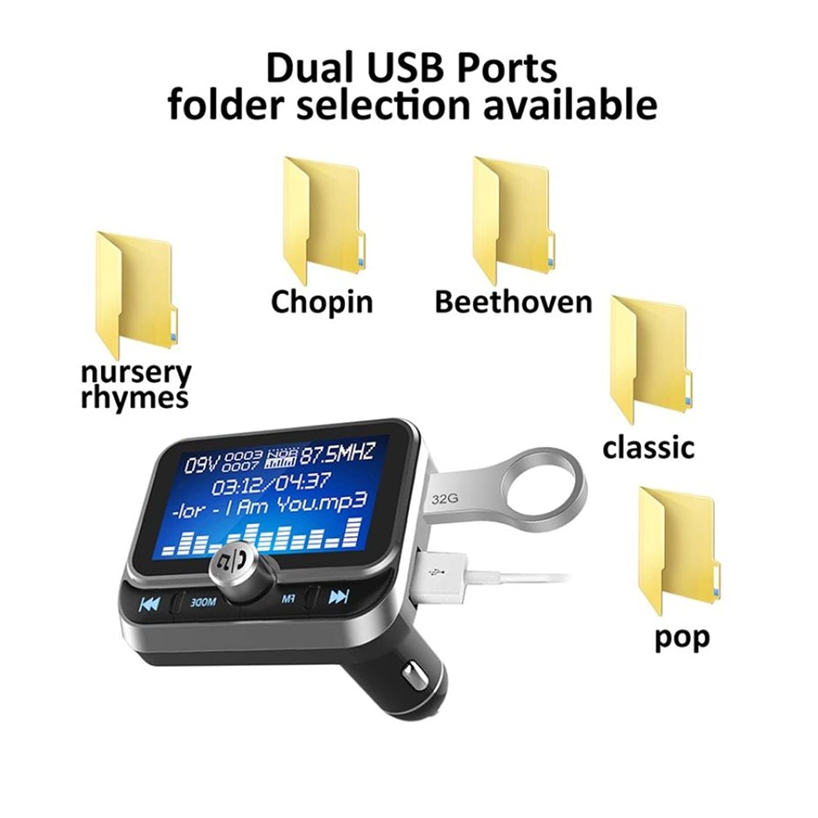 Adattatore Audio Bluetooth. Auto Economica FM. Trasmettitore con Telecomando LCD. Bluetooth MP3. Player Dual. USB Auto FM. Modulatore