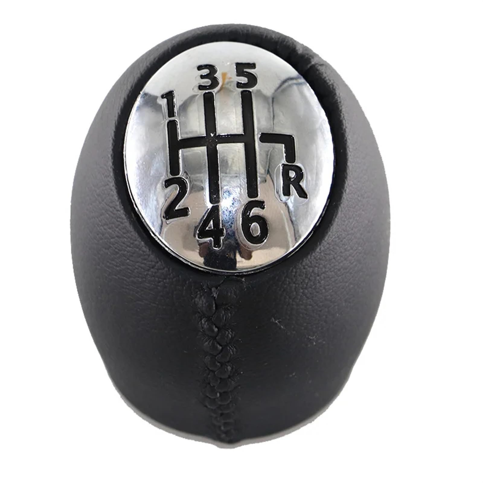 Hsukiho 123456R Leather Car Shift Knob Cover For Espace Mk4 2002-2008 For Mpv Car Gear Shift Knob Gear Ball Handball Head Knob Chrome Caps(123456R Leather)