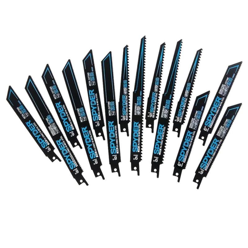 Spyder 14pc 200308 Black Series Bi-Metal Reciprocating Blade Set for Wood and Metal w/ Case BiMetal Saw Blades
