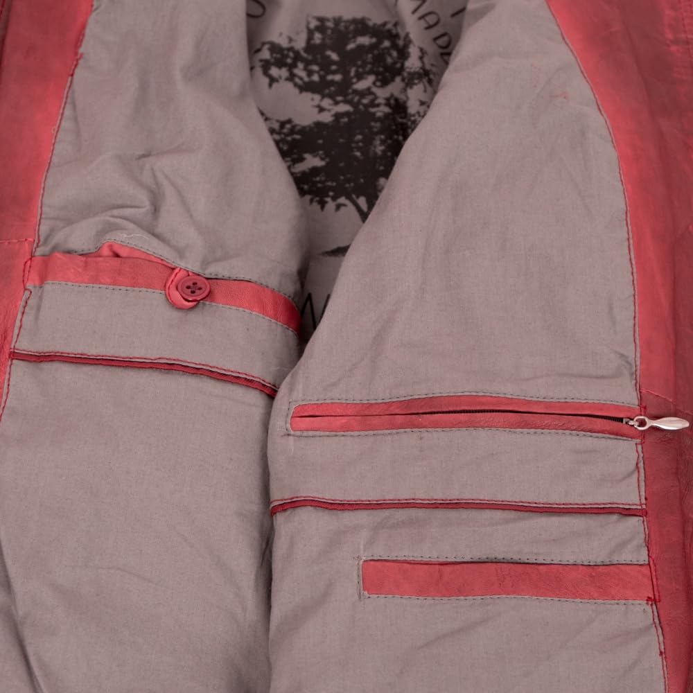 MADDOX - Damen Echtleder Lederjacke Lammnappa dunkelrot