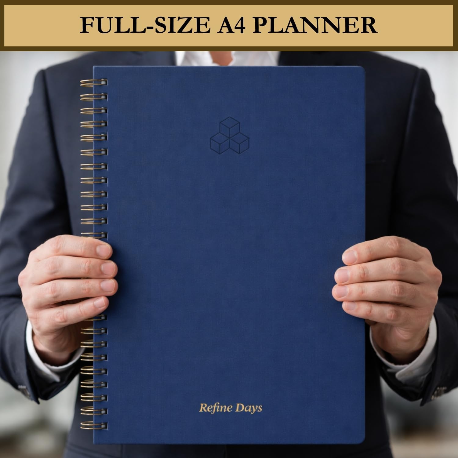Undated Daily Planner - Time Blocking Planner & ADHD Planner. To Do List, Hourly Schedule, Daily and Monthly Agenda. Time Management & Productivity Planner. Spiral Hardcover Notebook. A4.