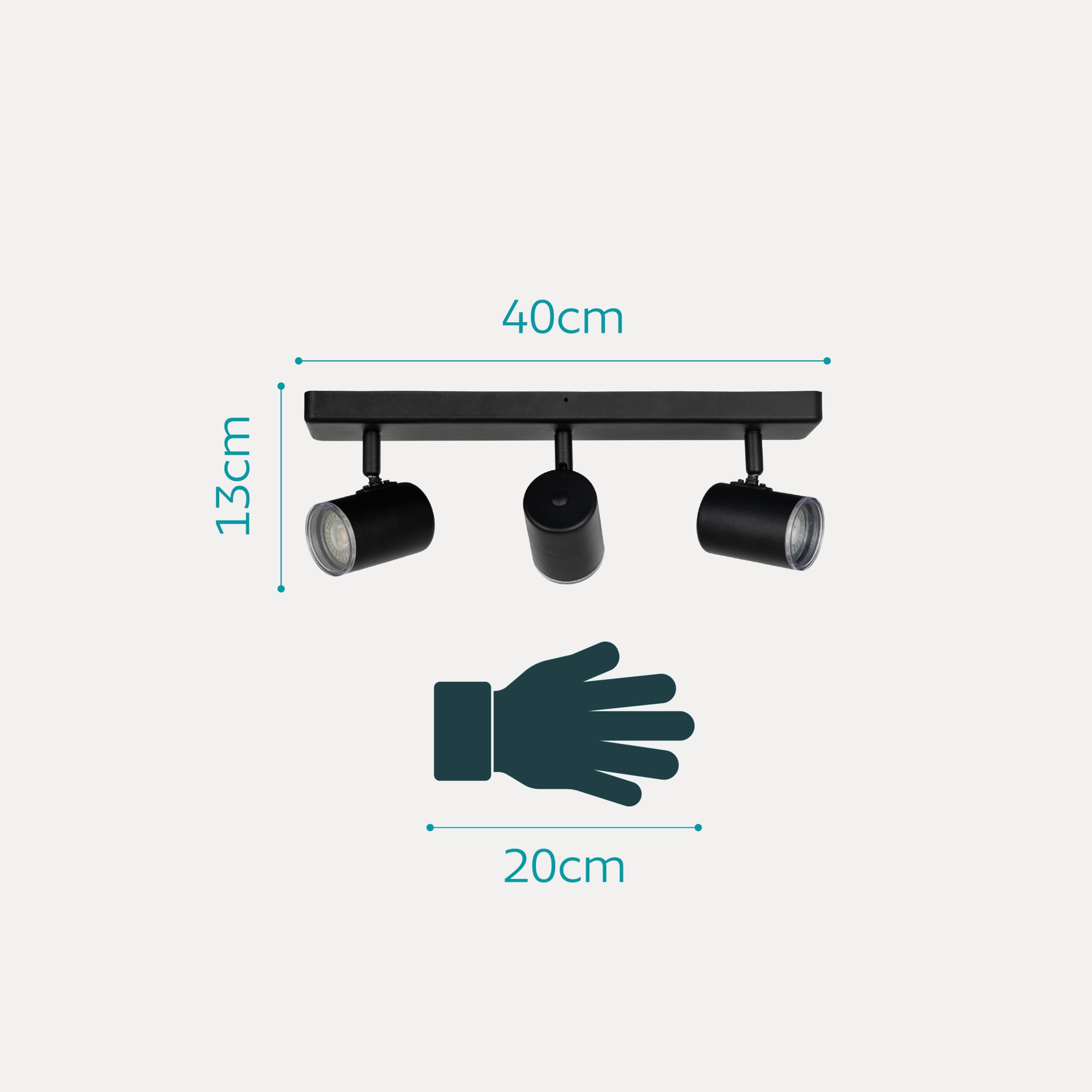 Eglo Consuma 1 Lámpara de techo con 3 focos, para salón y baño, fabricada en acero de color negro, con casquillo GU10 y protección contra salpicaduras IP44