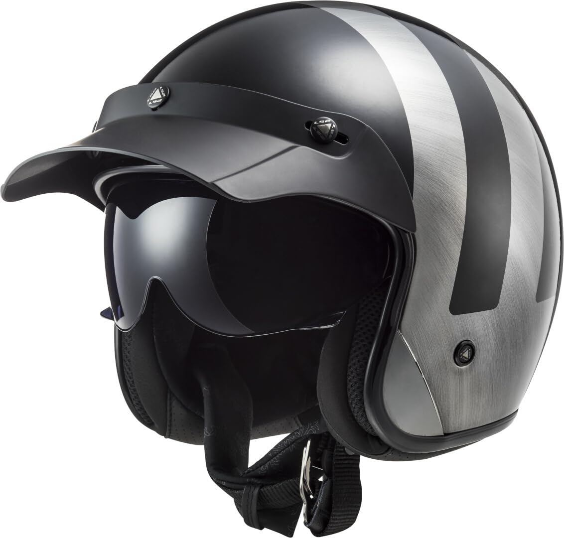 LS2, Jet-Motorradhelm BOB II LINES Gloss Black Jeans, XS