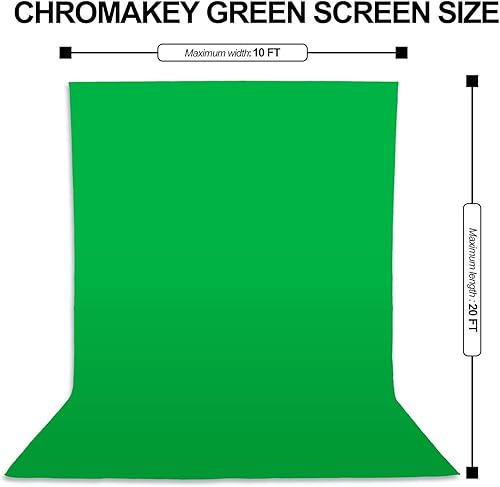 Miniatura 2 de EMART - Fondo de pantalla verde de muselina para fotografía, 10 x 20 pies, con 4 abrazaderas, extra grande, para Chromakey, videoconferencias,