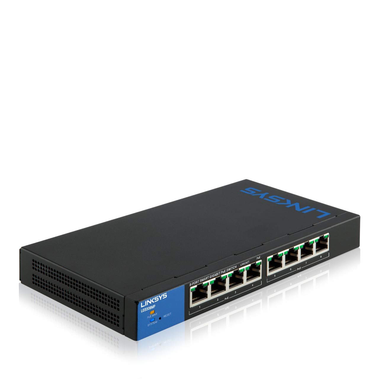Linksys LGS108P-EU switch de red Gigabit no administrado de 8 puertos con 4 puertos PoE+, hasta 1000 Mbps para empresas y particulares, vigilancia IP, conmutador Ethernet de sobremesa — view 17