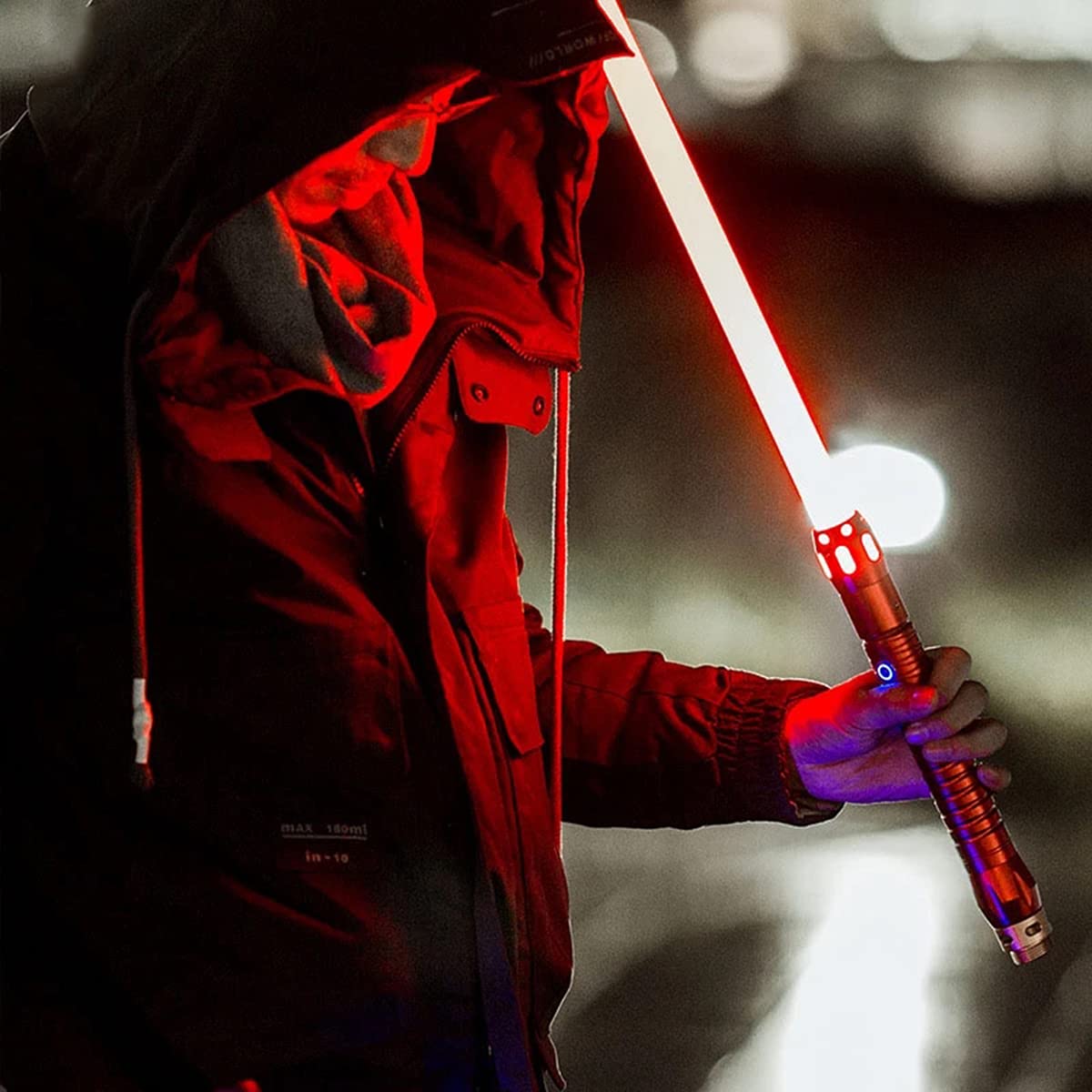 Miecz świetlny pojedynków dla dorosłych, zmienny miecz świetlny w 11 kolorach RGB z metalowym uchwytem dla dzieci i dorosłych, rekwizyty sceniczne Cosplay, ładowanie USB,Red