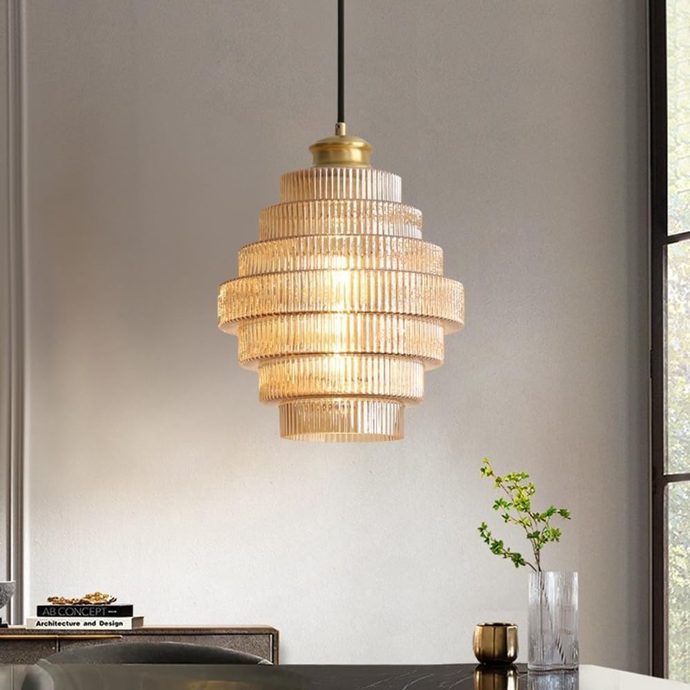 Hertl Lámpara de araña de estilo americano, pantalla de luz colgante de cristal con personalidad creativa, lámpara colgante de techo de montaje empotrado, accesorios de iluminación for decoración de i