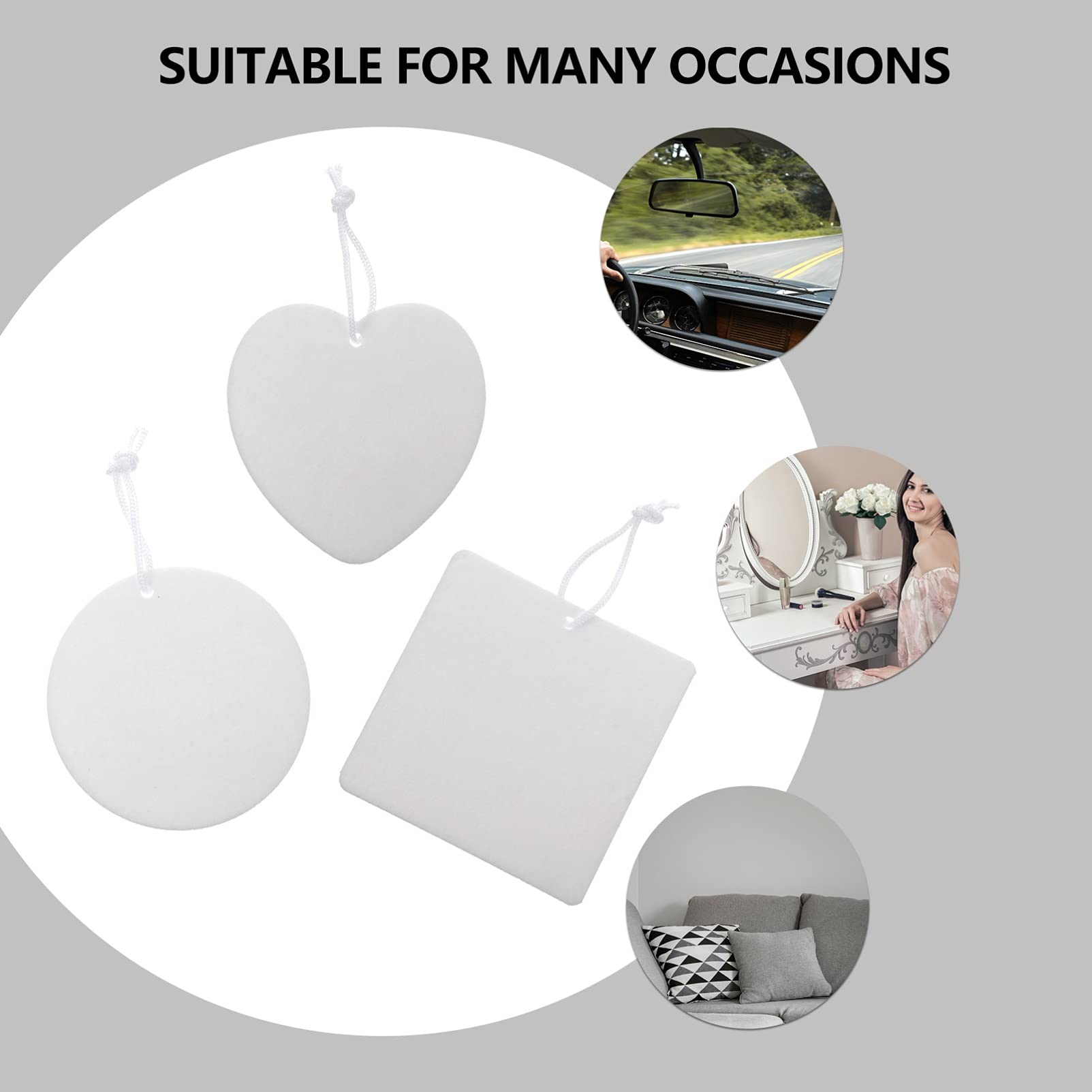 PartyKindom 3sets Filtro Aromatico Per Auto Materiale Sicuro e Premium Cuori Cerchi Per Sublimazione e Decorazioni Personalizzate