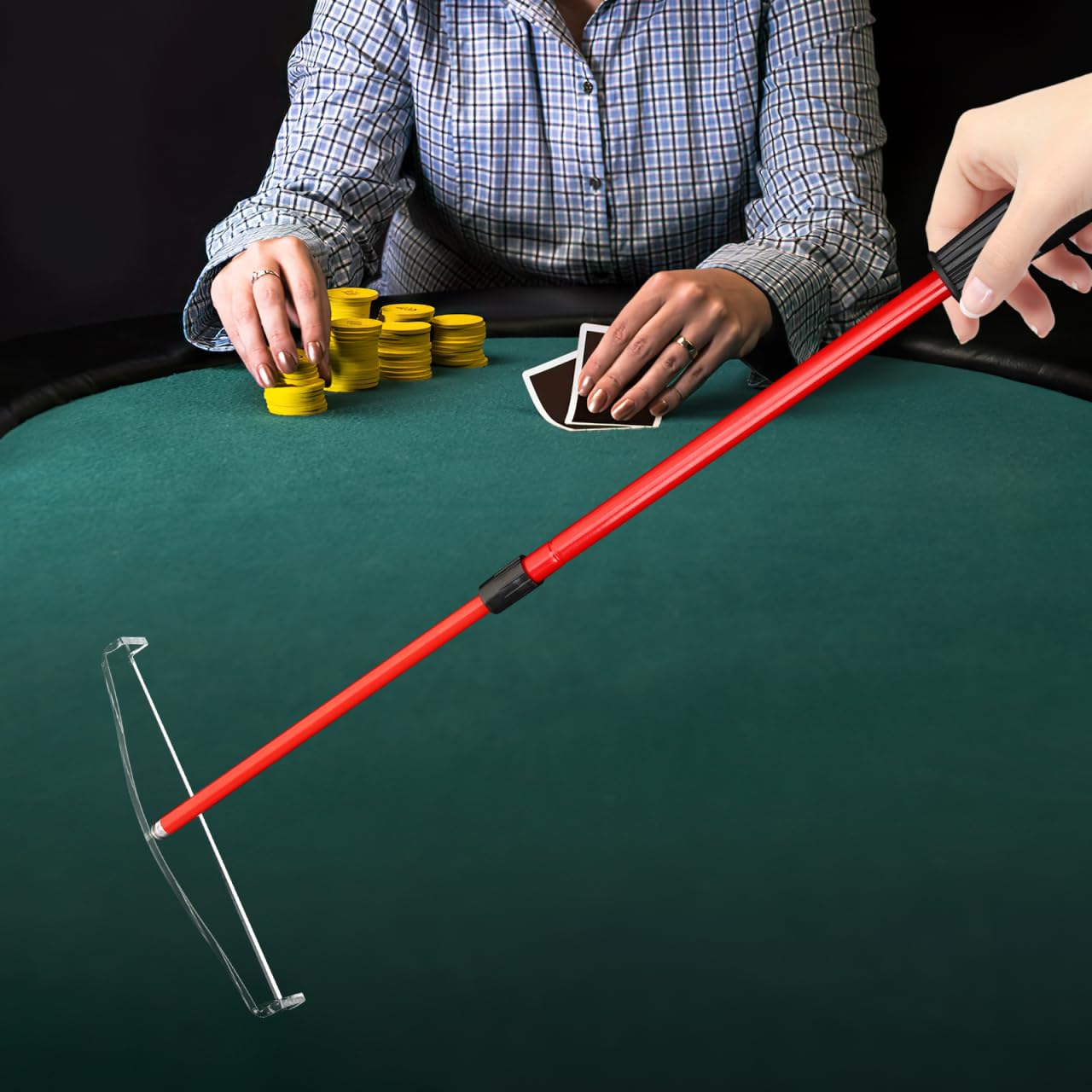 UPKOCH Chip-Stick - Juego de Chips de póquer para fichas de póquer, de plástico, Barra magnética, rake para fichas de póquer, póquer, Chip de póquer, Juego de Chips de plástico, Bandeja de Metal