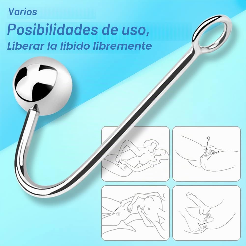 Roluck Gancho anal con 2 bolas intercambiables de acero inoxidable Anal Hook Anal Gancho Anal para Hombres Mujeres Juguete Anal
