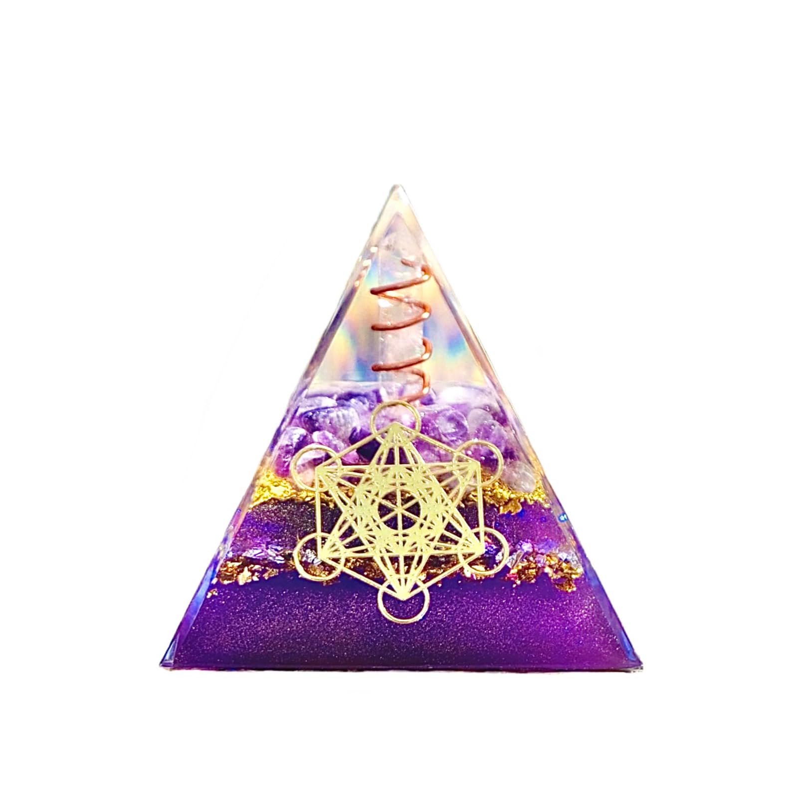 Orgone Pyramid,Amethyst Crystal Pyramid for Positive Energy,Handmade Reiki Orgonite Pyramid,Energy Generator Used for Reduce Stress,Meditation Accessories,Attract Success and Chakra Healing
