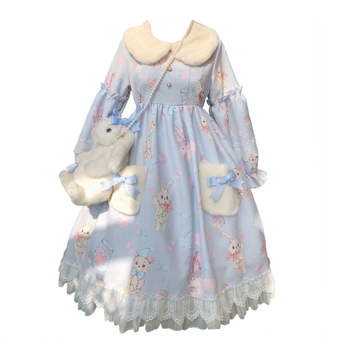 ロリータ ミニ ワンピ うさ耳 ケープ ピンク クリスマス コスプレ 楽天